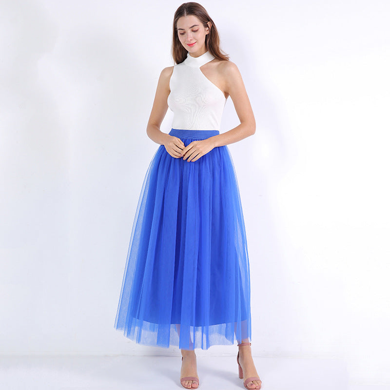 Women's 4-layer Mesh Half-length Long Gauze Skirts