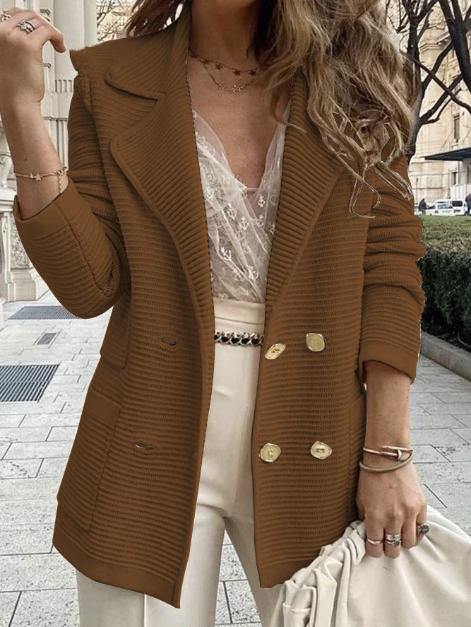 Women's Texture Casual Long Sleeve For Coats