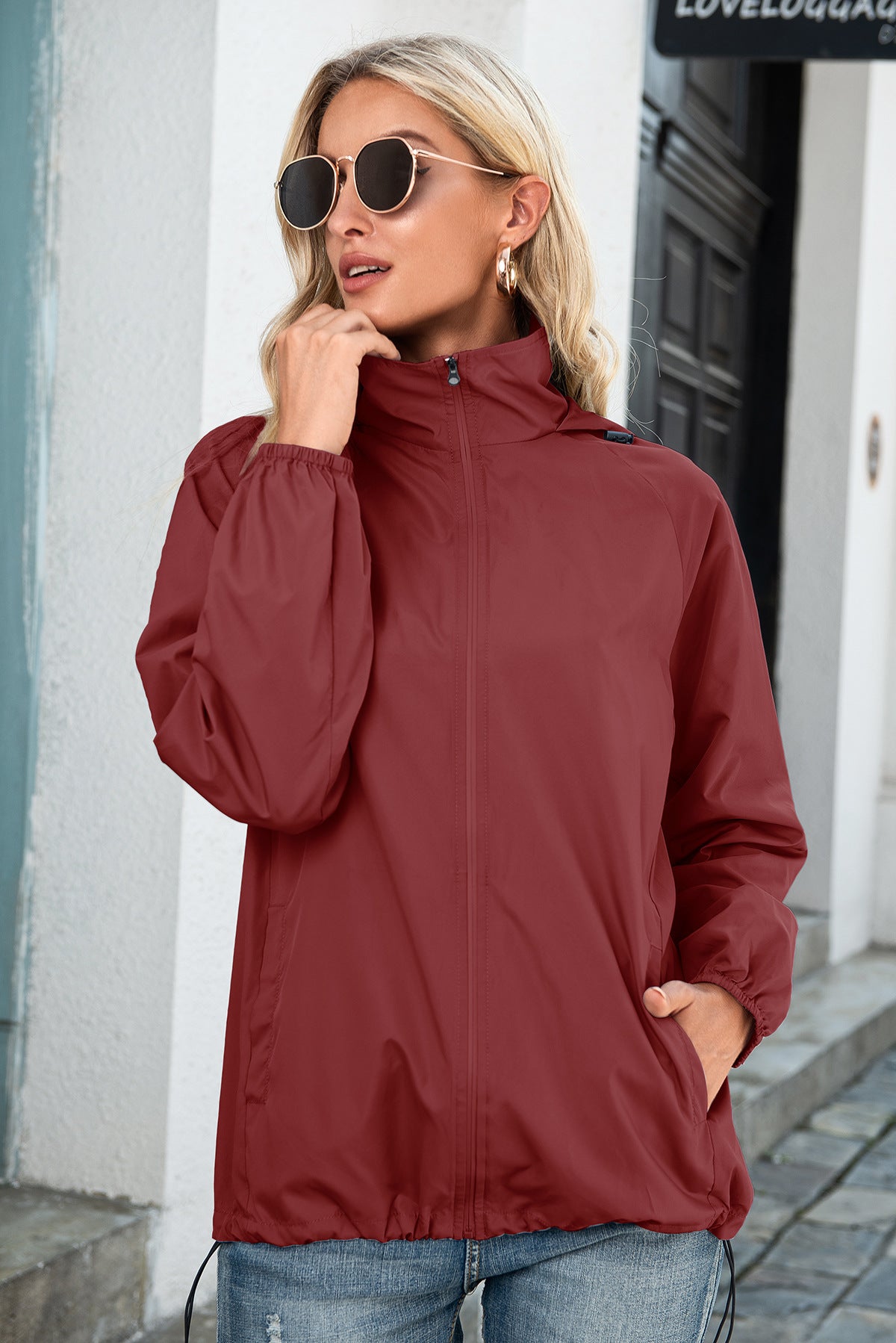 Women's Zipper Raincoat Outdoor Sports Mountaineering Windbreaker Coats