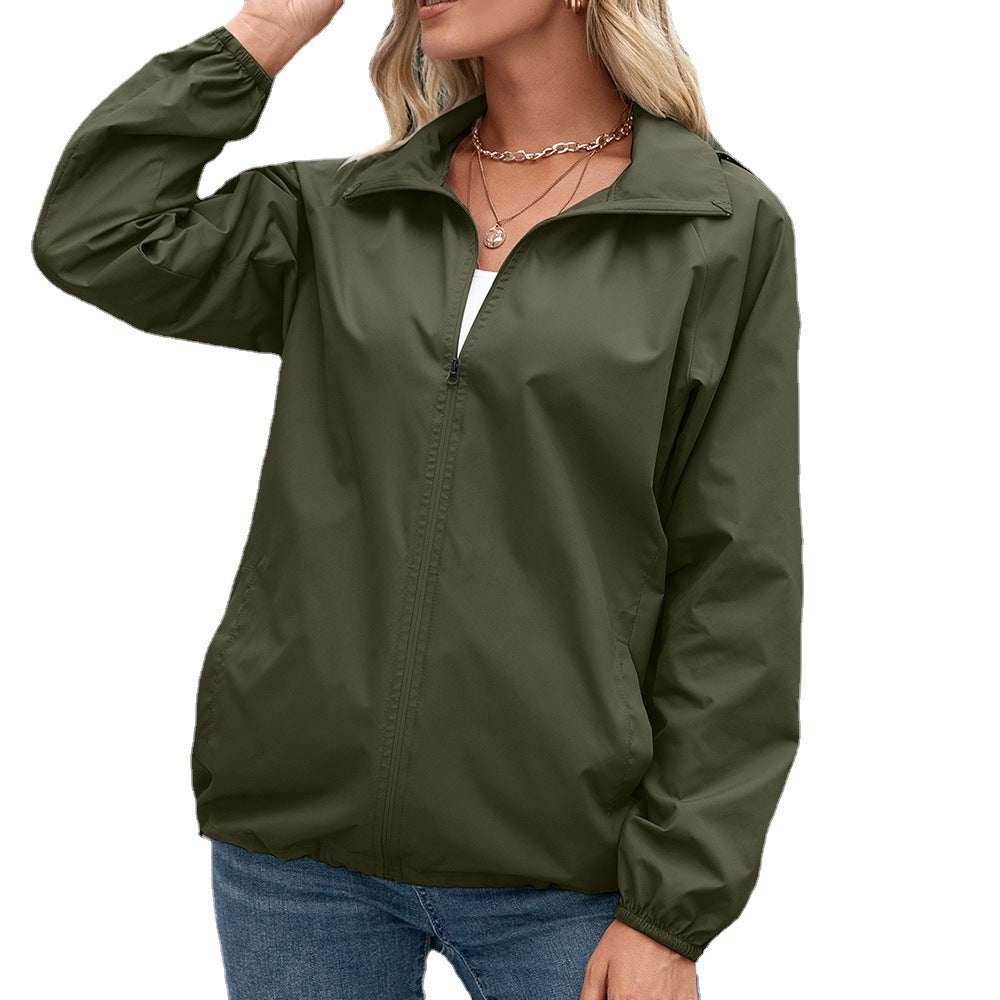 Women's Zipper Raincoat Outdoor Sports Mountaineering Windbreaker Coats