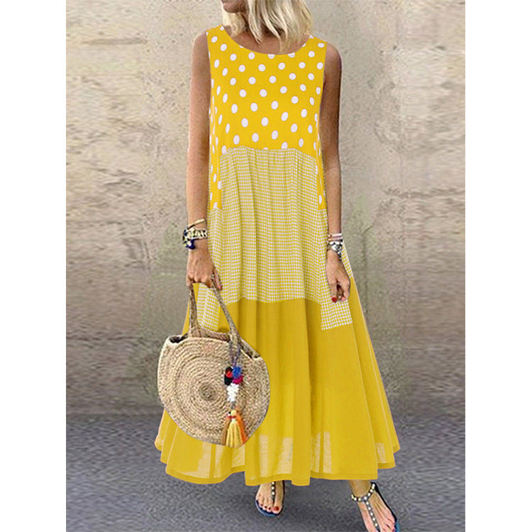 Women's Summer Polka Dot Sleeveless Dress Mid-length Dresses