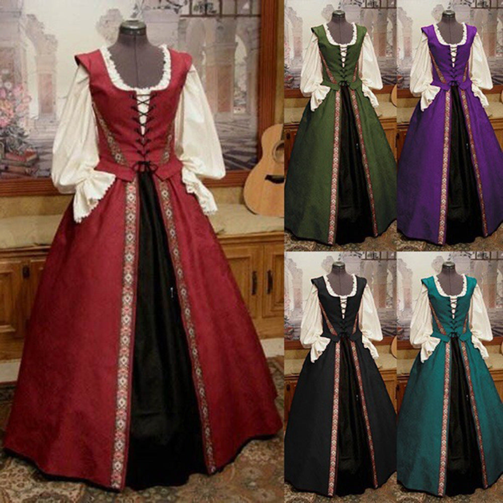 Medieval Renaissance Style Cinched Large Swing Dresses
