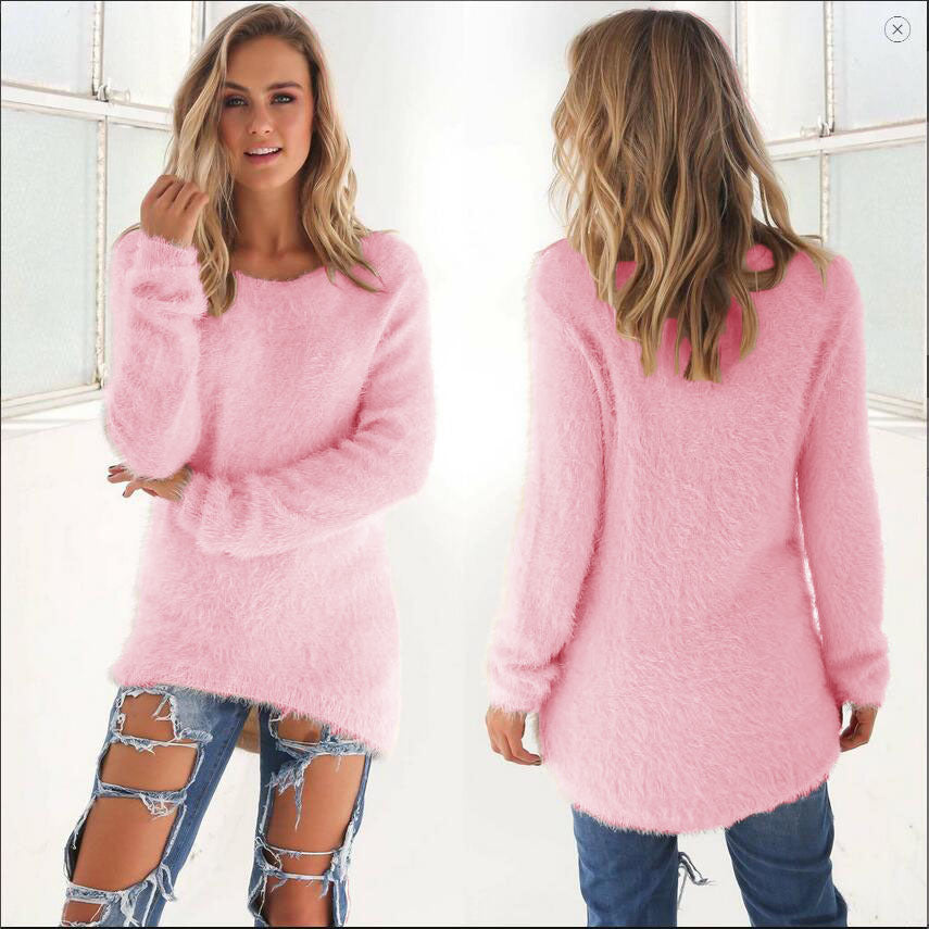 Sweaters de manga larga de color sólido para mujeres elegantes