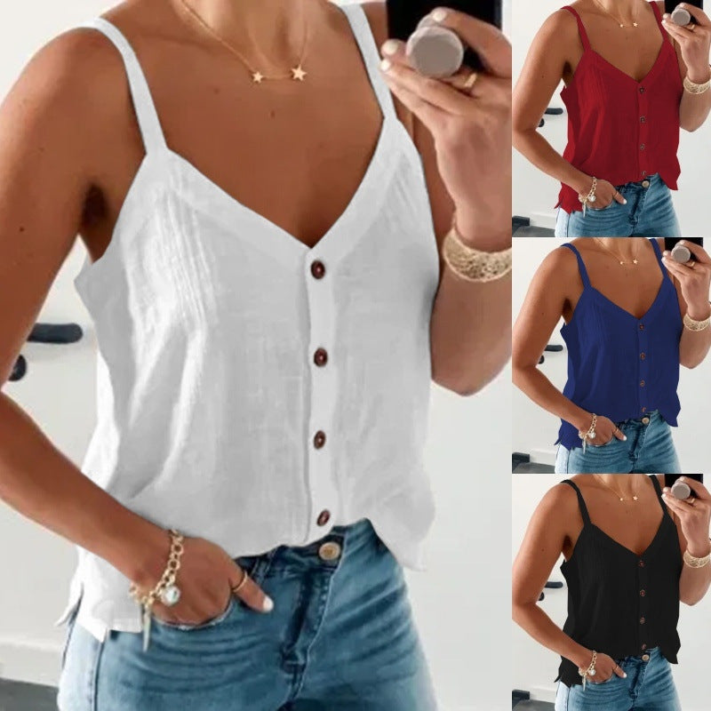Fashion Sleeveless Solid Color Summer Camisole Vests