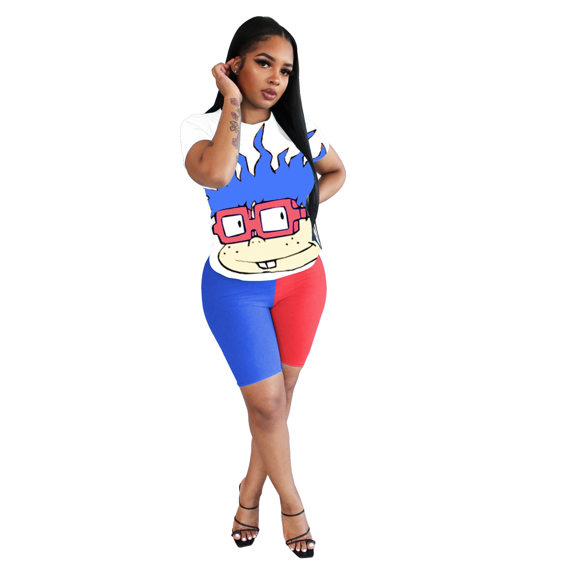 Women's Naughty Cartoon Contrast Color Two-piece Fashion Suits