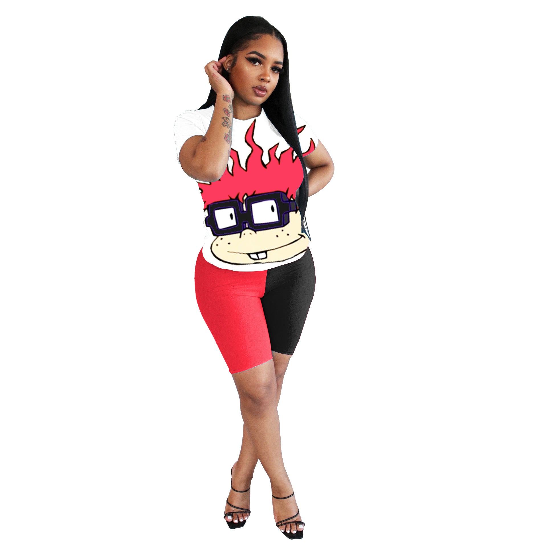 Women's Naughty Cartoon Contrast Color Two-piece Fashion Suits