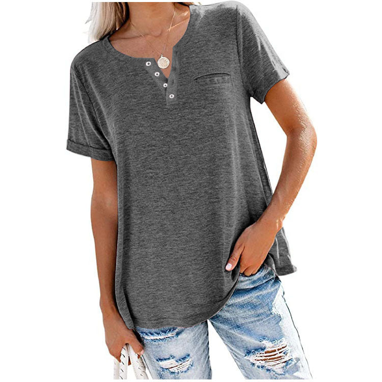 Women's Durable Stylish V-neck Solid Color Blouses