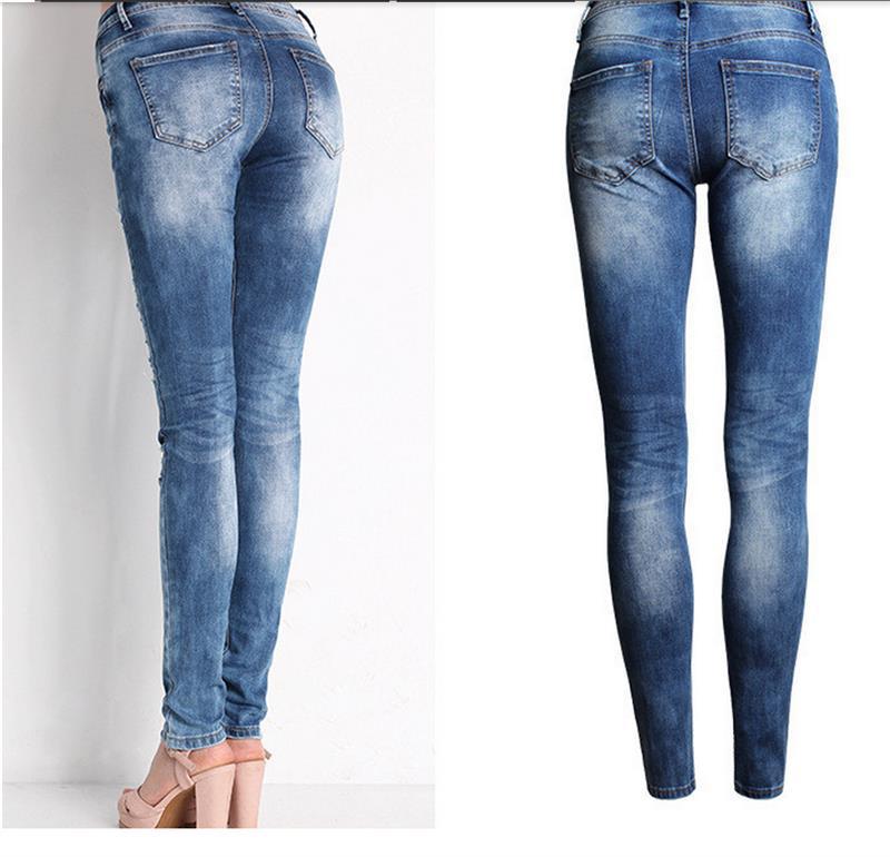 Elegant Durable Women's Stretch Hole Pencil Women's Jeans