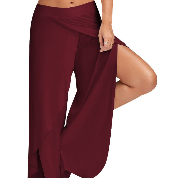 Color de pierna ancha de yoga de yoga para mujeres 8 pantalones