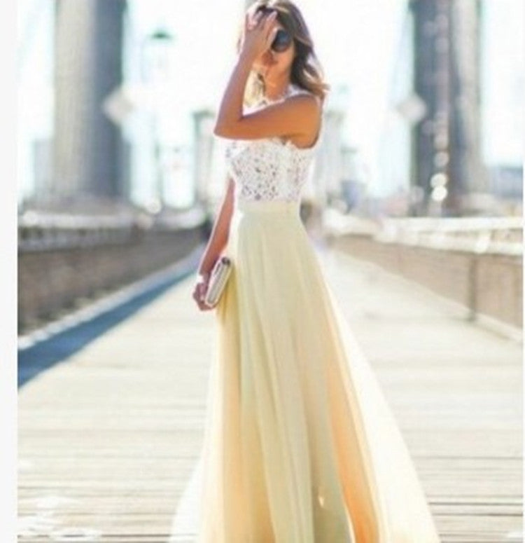 Lace Chiffon Patchwork Extra Long Dress Dresses
