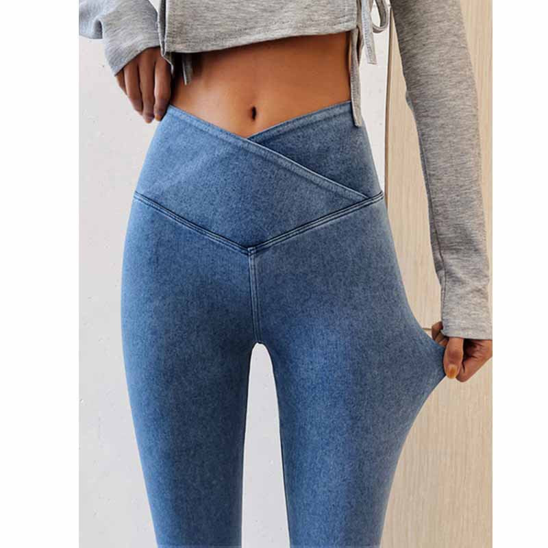 Damen Taillenhose Street Hip Lifting Elastic Jeans