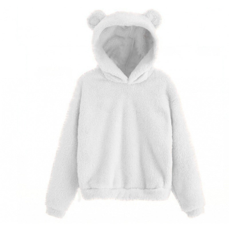 Innovative Fluffy Rabbit Ears Hooded Warm Sweaters