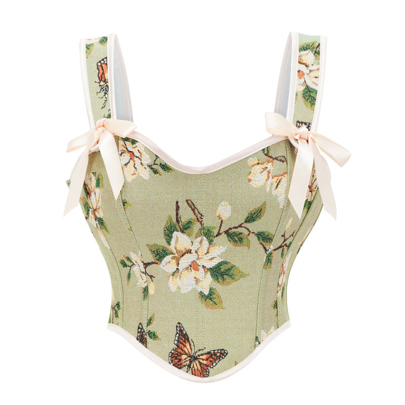 Women's Bowknot Sexy Floral Print Lingerie Costumes