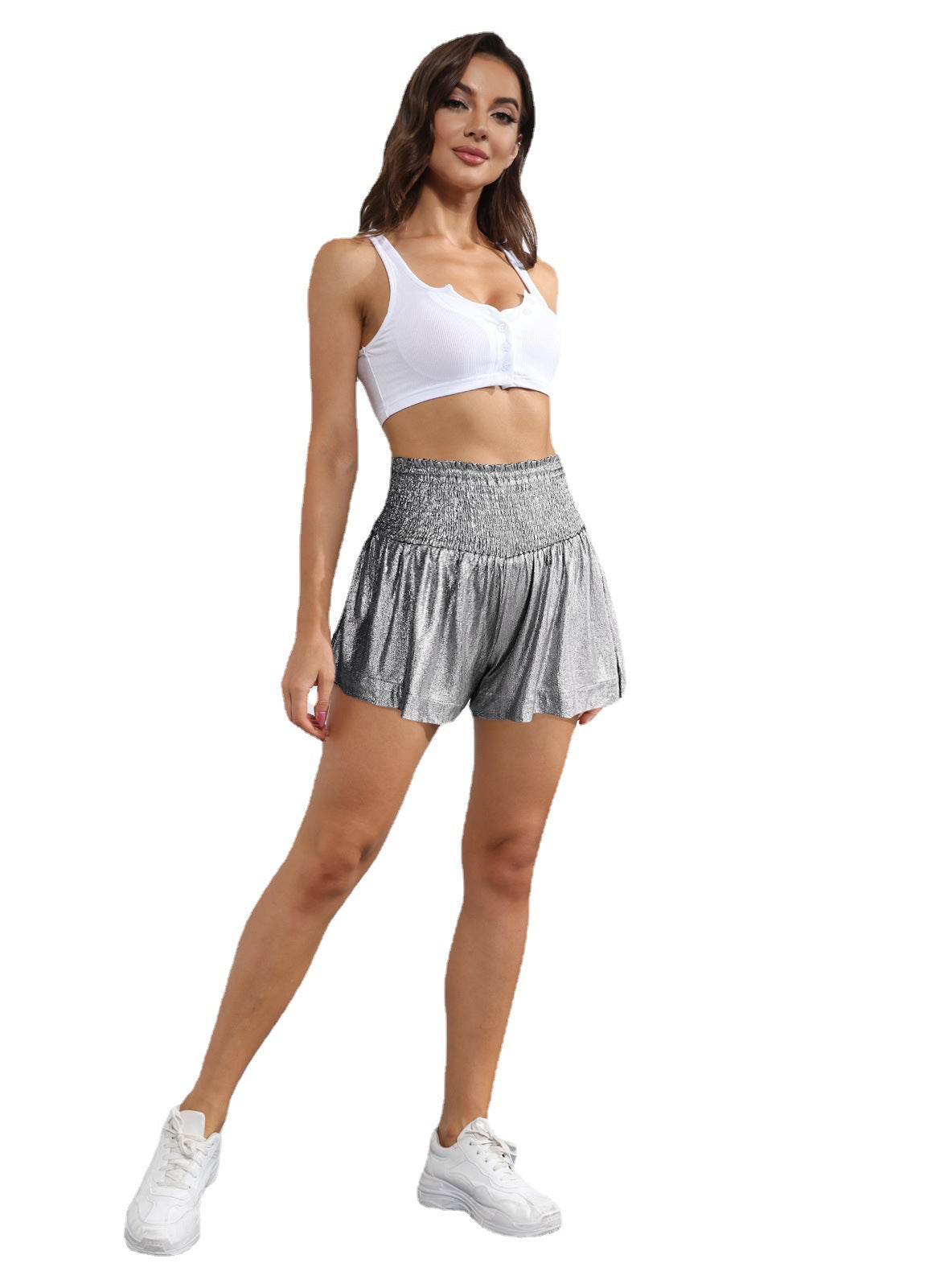 Style Femme Cheerleading Taille Haute Stretch Flash Pantalon