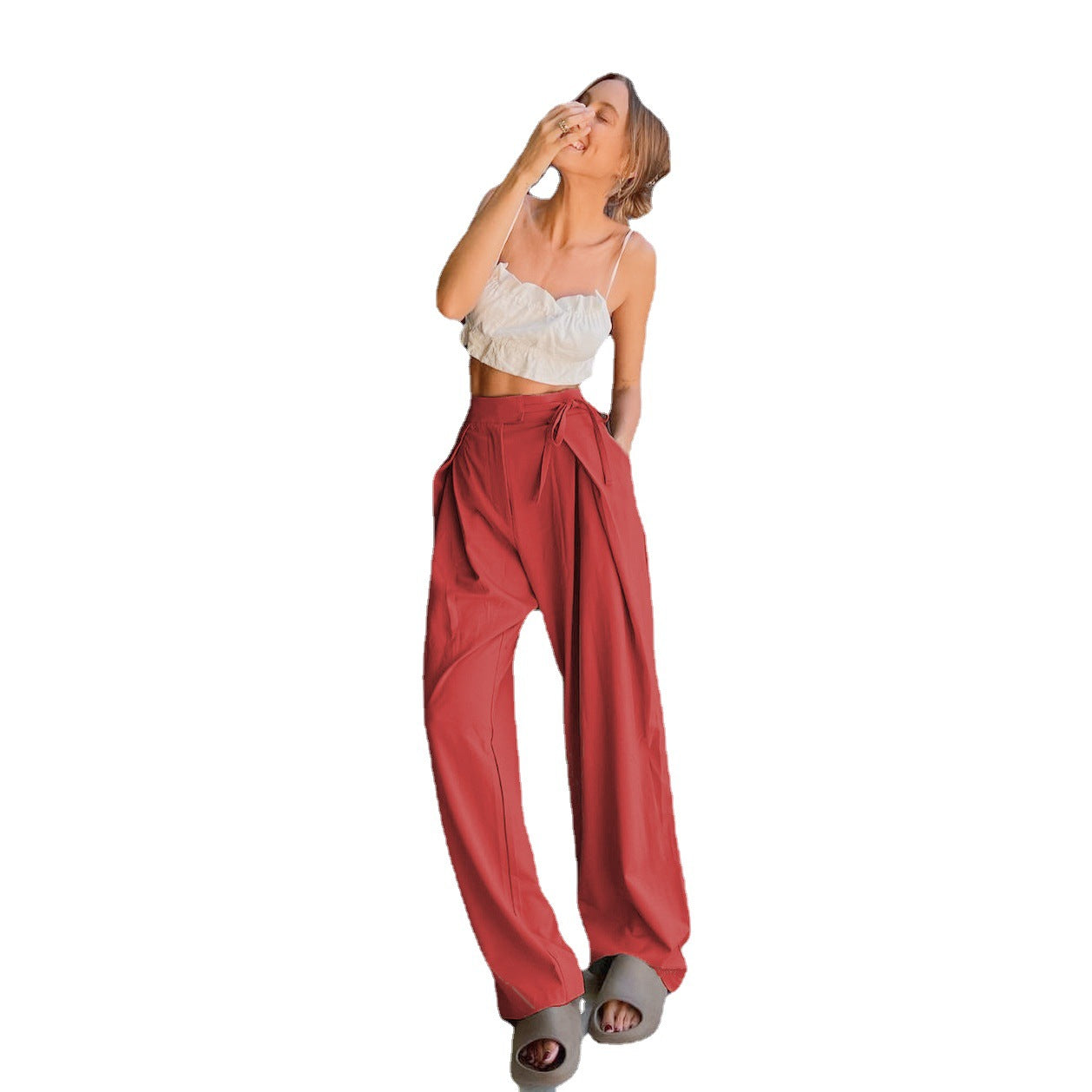 Women's Loose Draggle-tail Trousers Straight High Waist Pants
