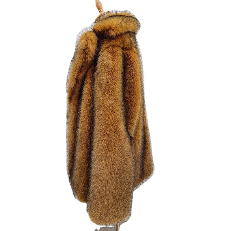 Pretty Fashion Imitation Fur Mid-length Warm Coats