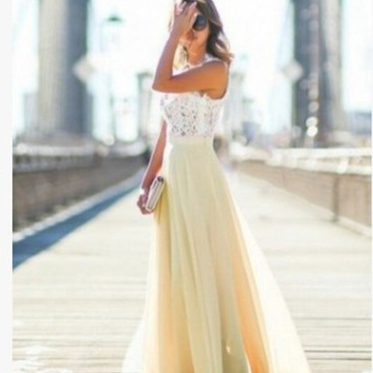 Lace Chiffon Patchwork Extra Long Dress Dresses