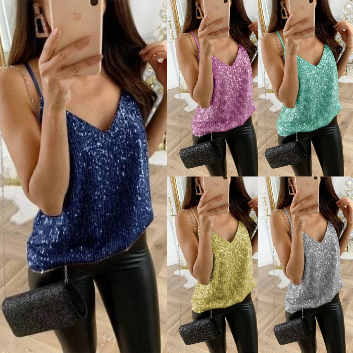 Women's Unique Bronzing Sling Casual Sexy Tops