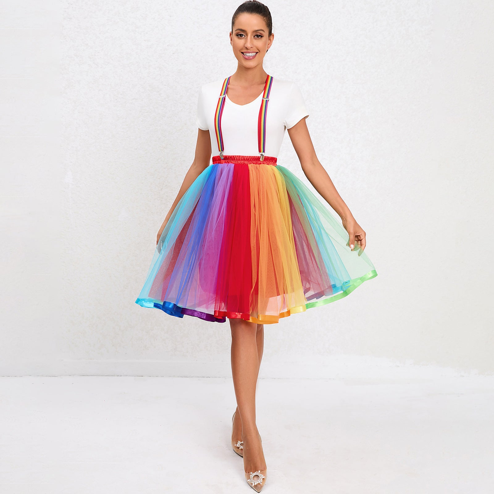 Christmas Super Canopy Multi-layer Rainbow Gauze Pettiskirt Adult Skirts