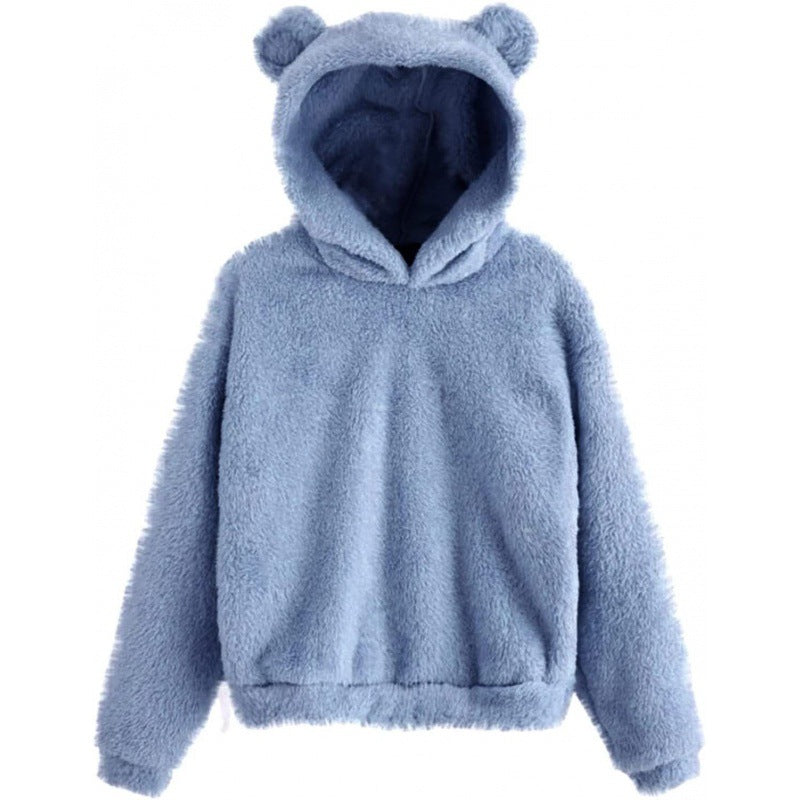 Innovative Fluffy Rabbit Ears Hooded Warm Sweaters
