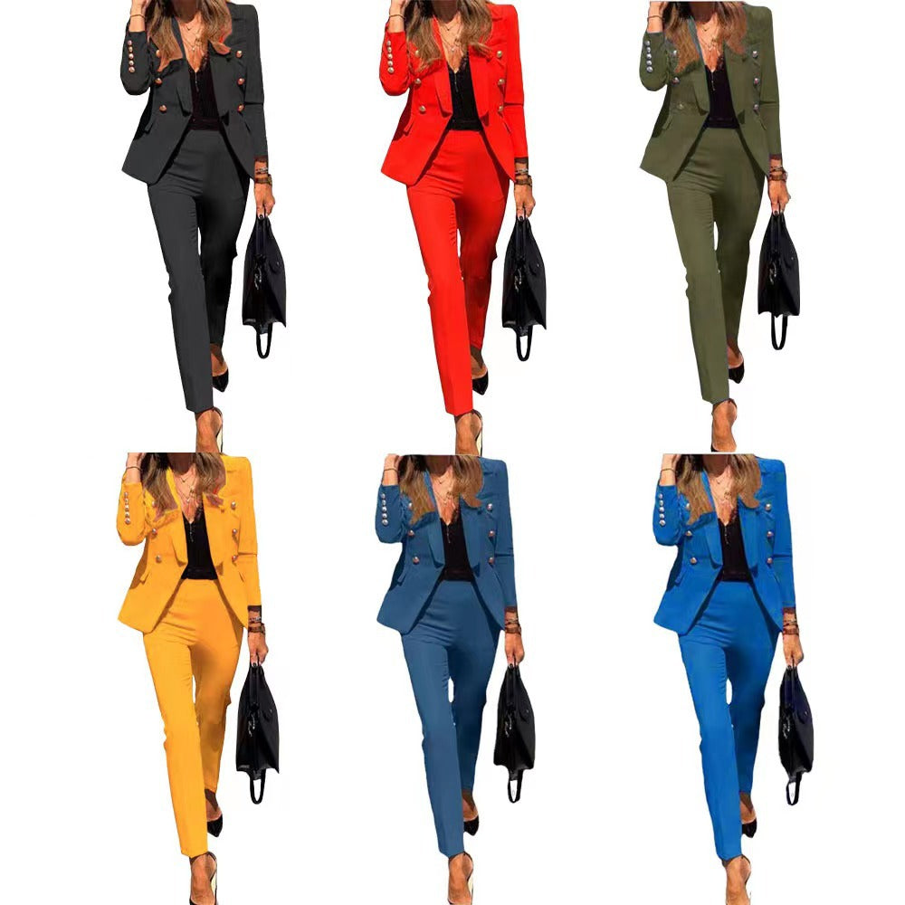 Women's Durable Solid Color Fashion Two-piece Suits