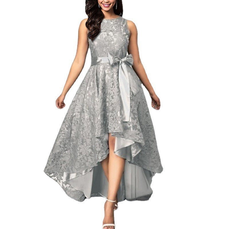 Color Lace Dress Fashionable Elegant High Waist Dresses