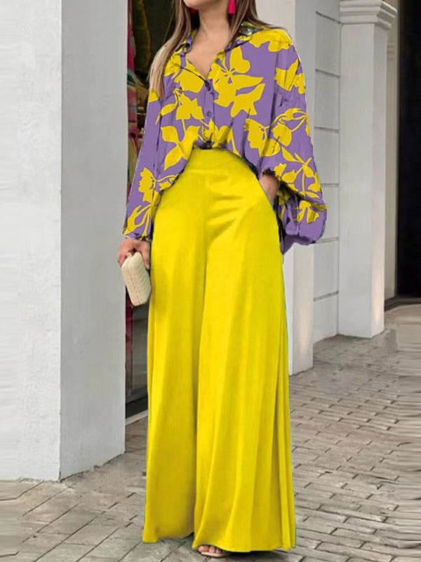 Women's Spring Printed Shirt Elegant Fashion Casual Suits