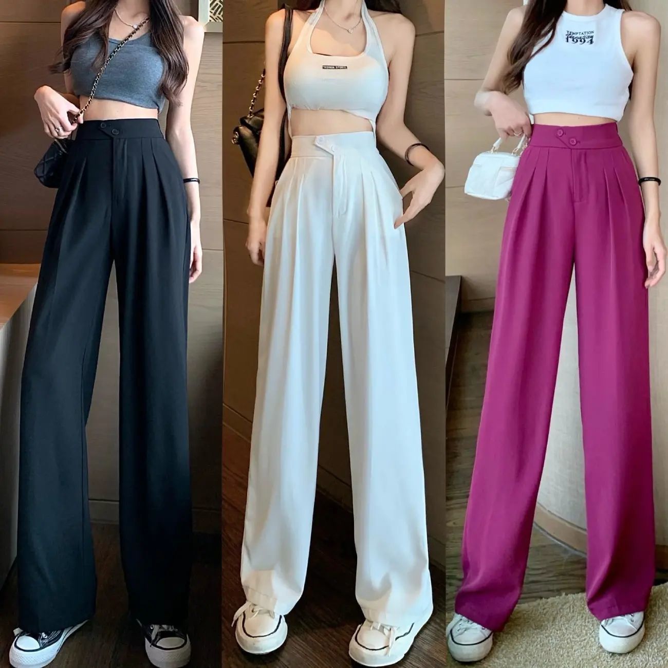 Women's High Waist Covering Belly Thin Loose Pants
