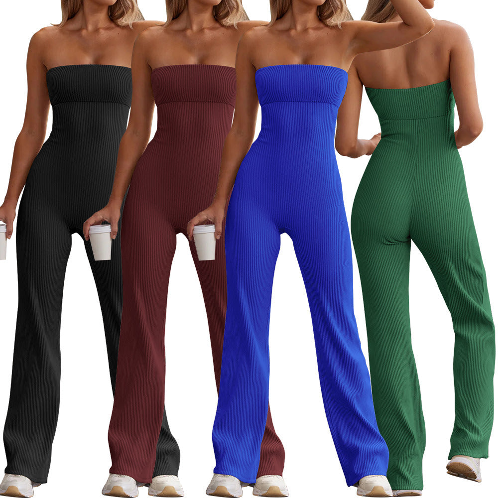 Women's Spring Sexy Backless Comfortable Elastic One-piece Jumpsuits