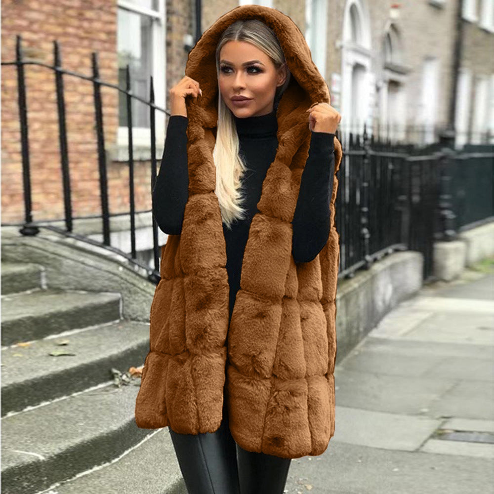 Women's Popular Imitation Fur Hooded Hot Coats