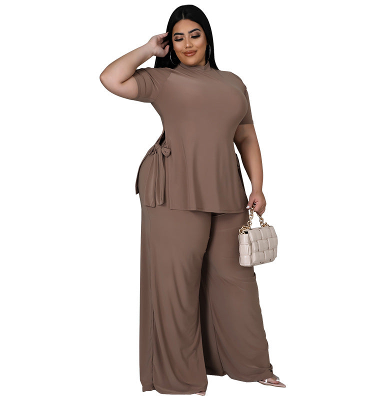 Women's Summer Solid Color Fashion Casual Two-piece Suits