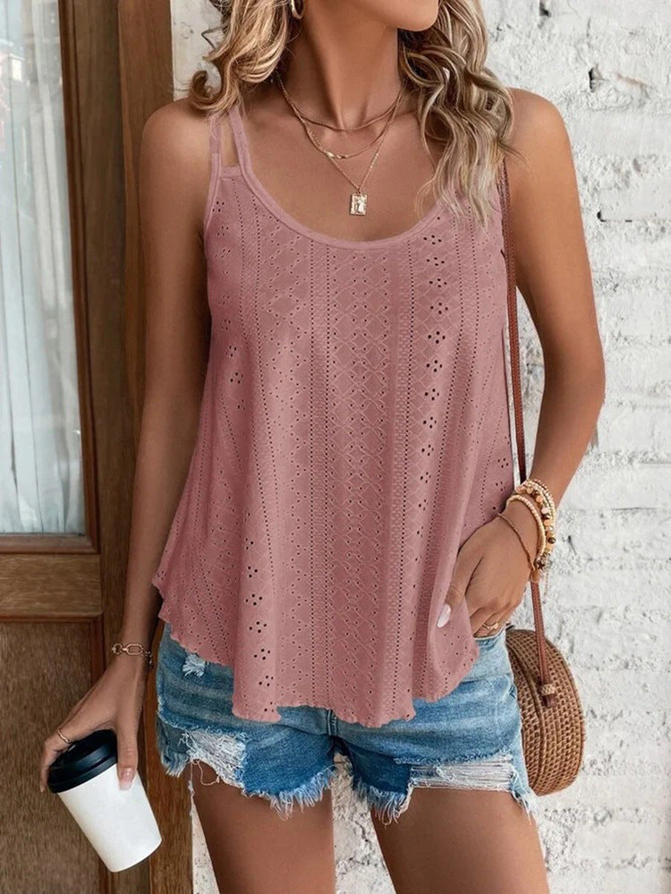 Women's Summer Round Neck Solid Color Camisole Tops