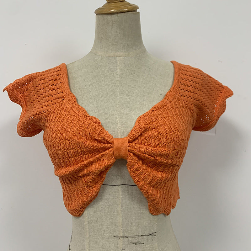 Women's Slimming Wear Sexy Crocheted Flower Navel Blouses