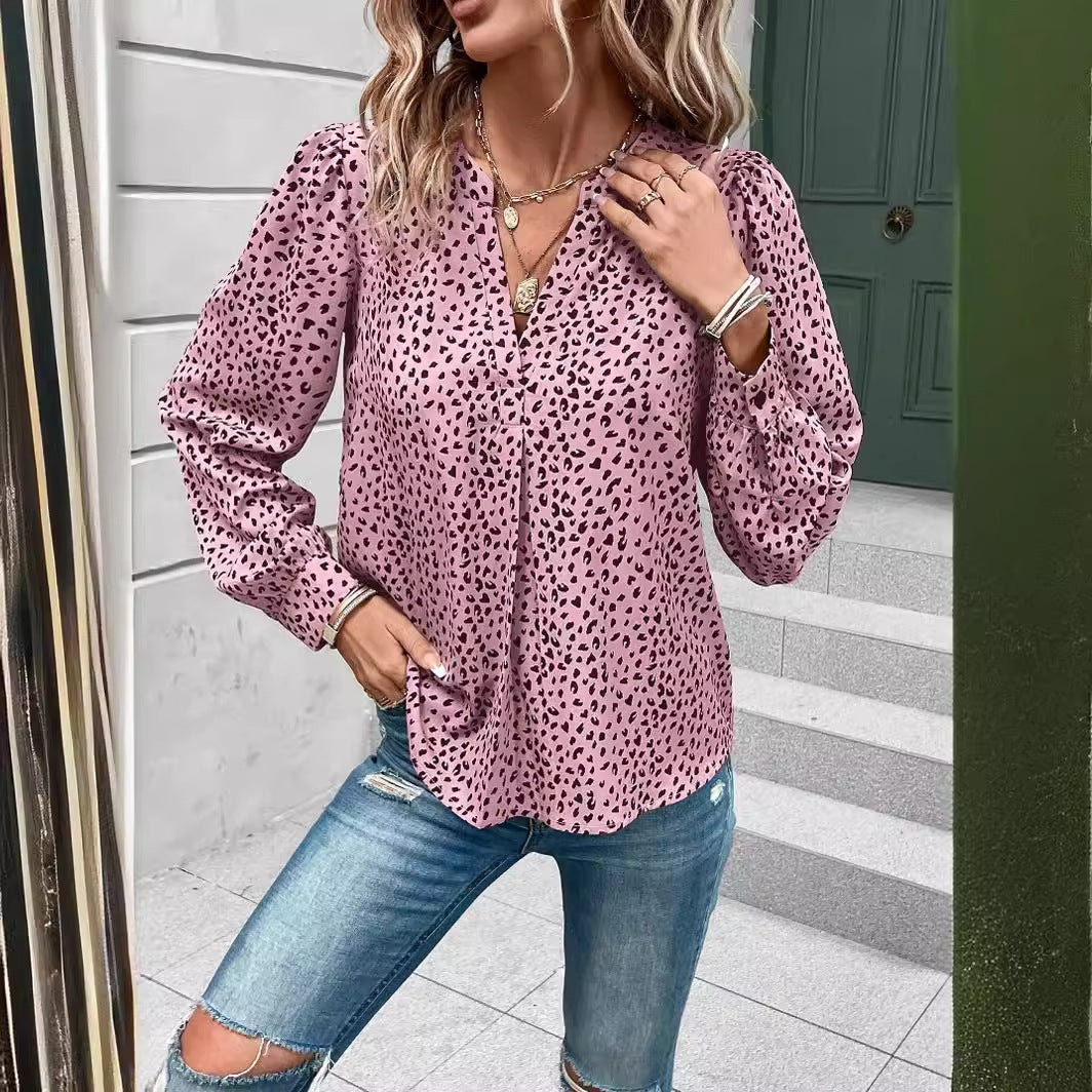 Women's Pullover Shirt Printed Long-sleeved Commuter Blouses
