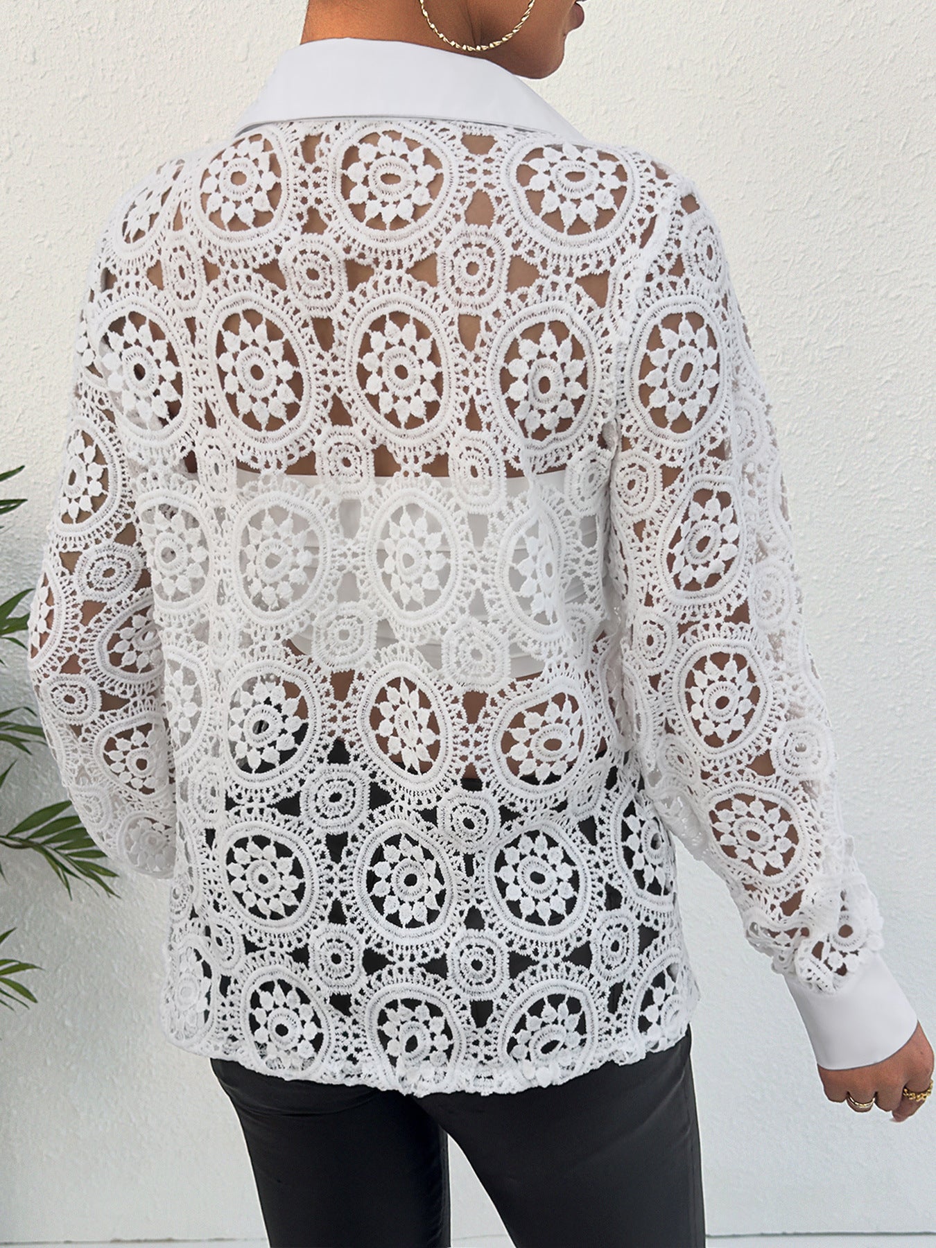 Women's Spring Long Sleeve Lace Shirt Blouses