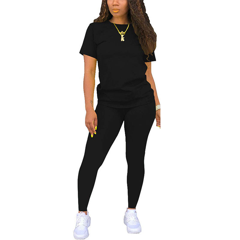 Women's Sports Short-sleeved T-shirt Tights Fashion Casual Suits
