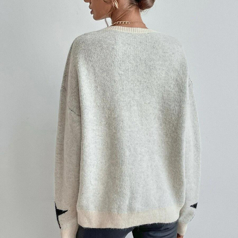 Women's Early Spring Pullover Round Neck Thread Sweaters