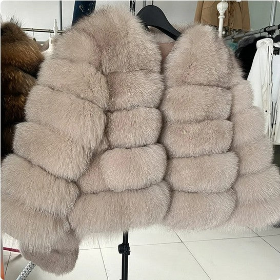 Women's Fur Imitation Fox Long Sleeve Winter Shorts