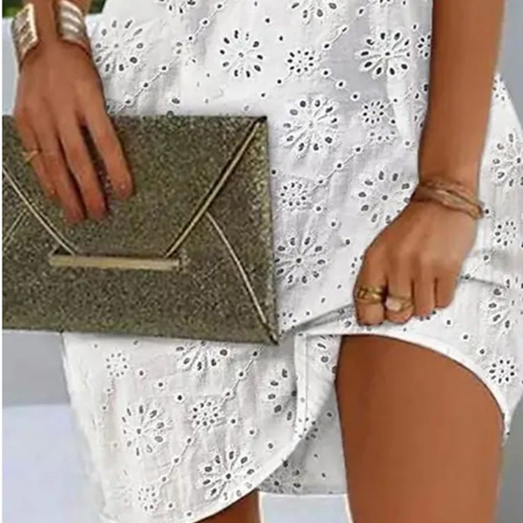 Summer Fashion Embroidery Hollow Out Dress Dresses