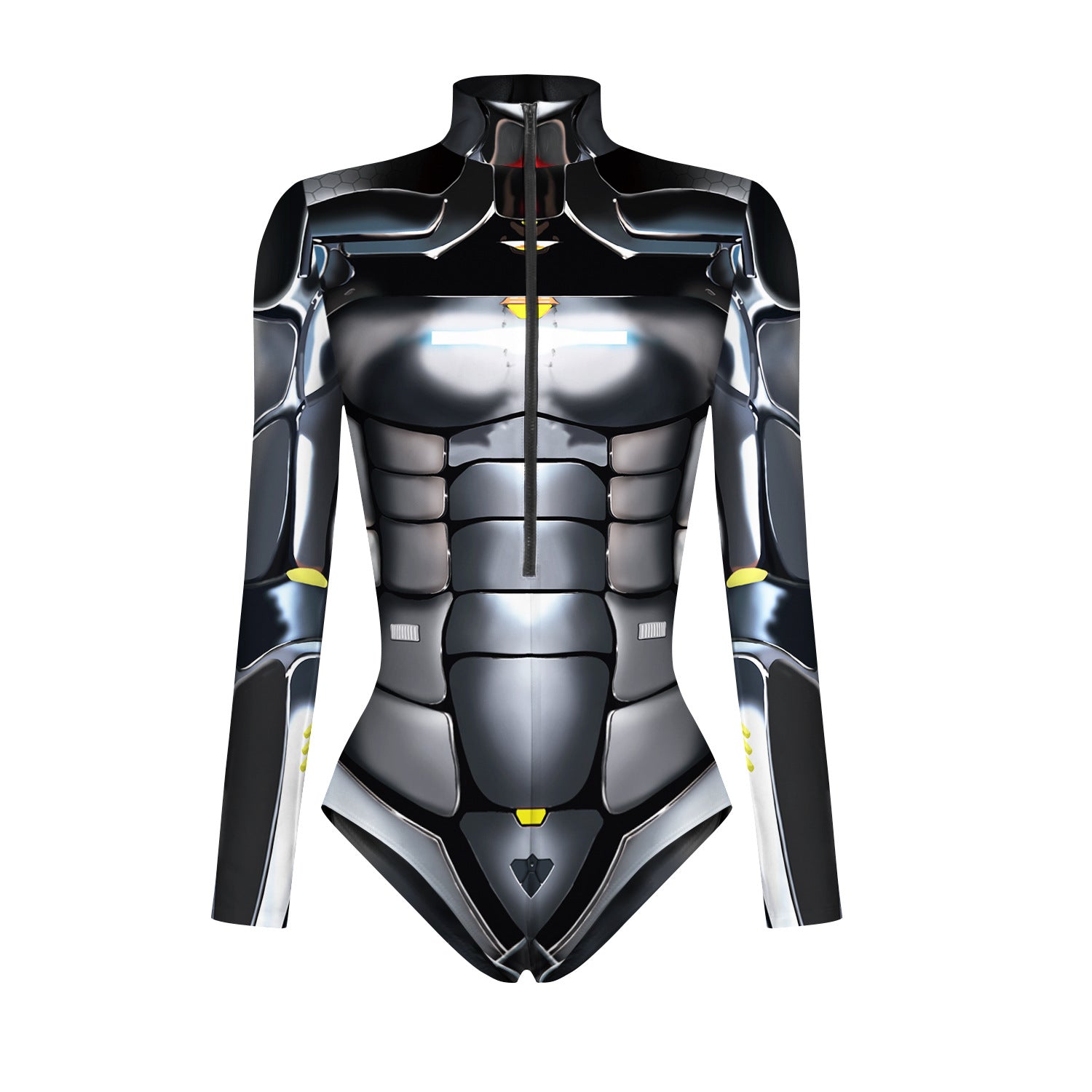 Women's Autumn Armor Digital Printing Long-sleeved Zipper Jumpsuits