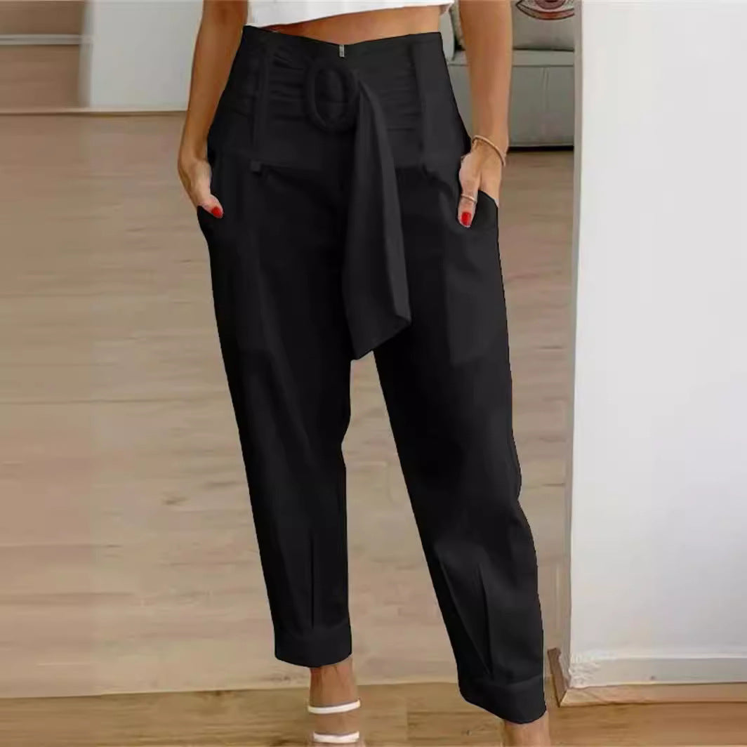 Women's Summer Casual Zipper High Waist Pocket Pants