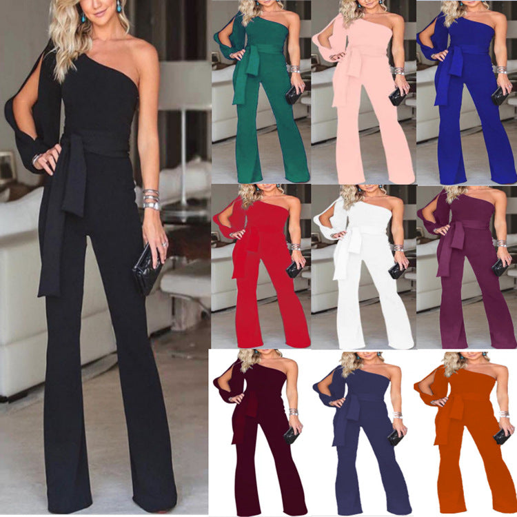 Women's High Waist Lace-up Solid Color Slim-fit Suits