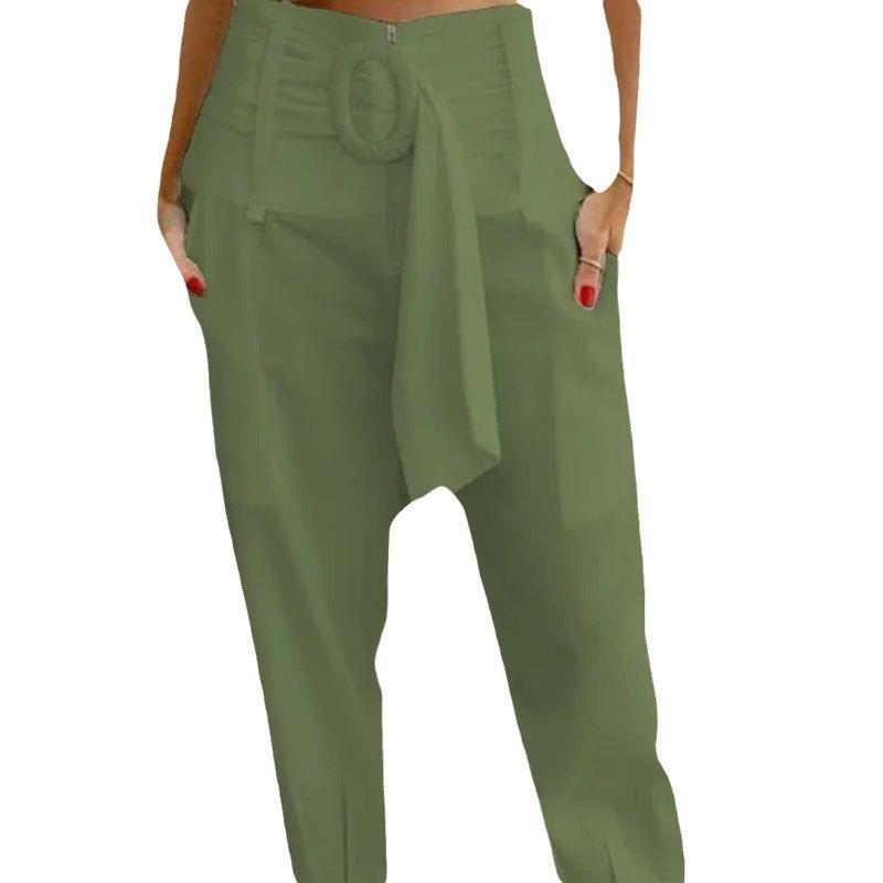 Women's Summer Casual Zipper High Waist Pocket Pants