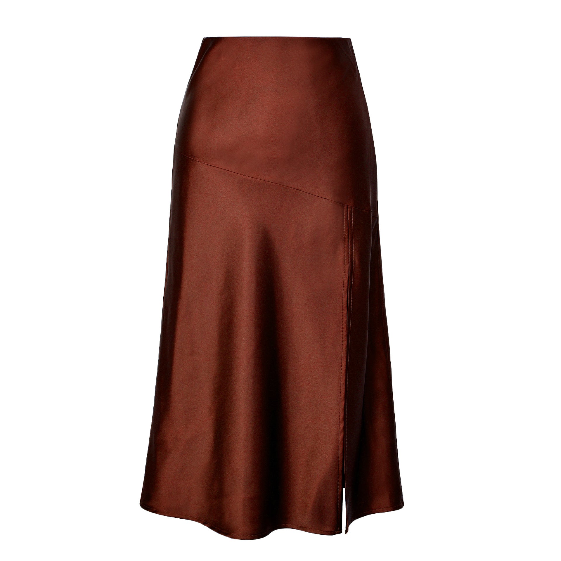 Faldas de color puro de alta gama alta satia de satén brillante para mujeres