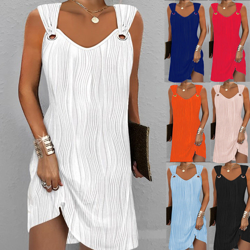 Women's Sleeveless Stretch Jacquard Dress Seven Colors Dresses