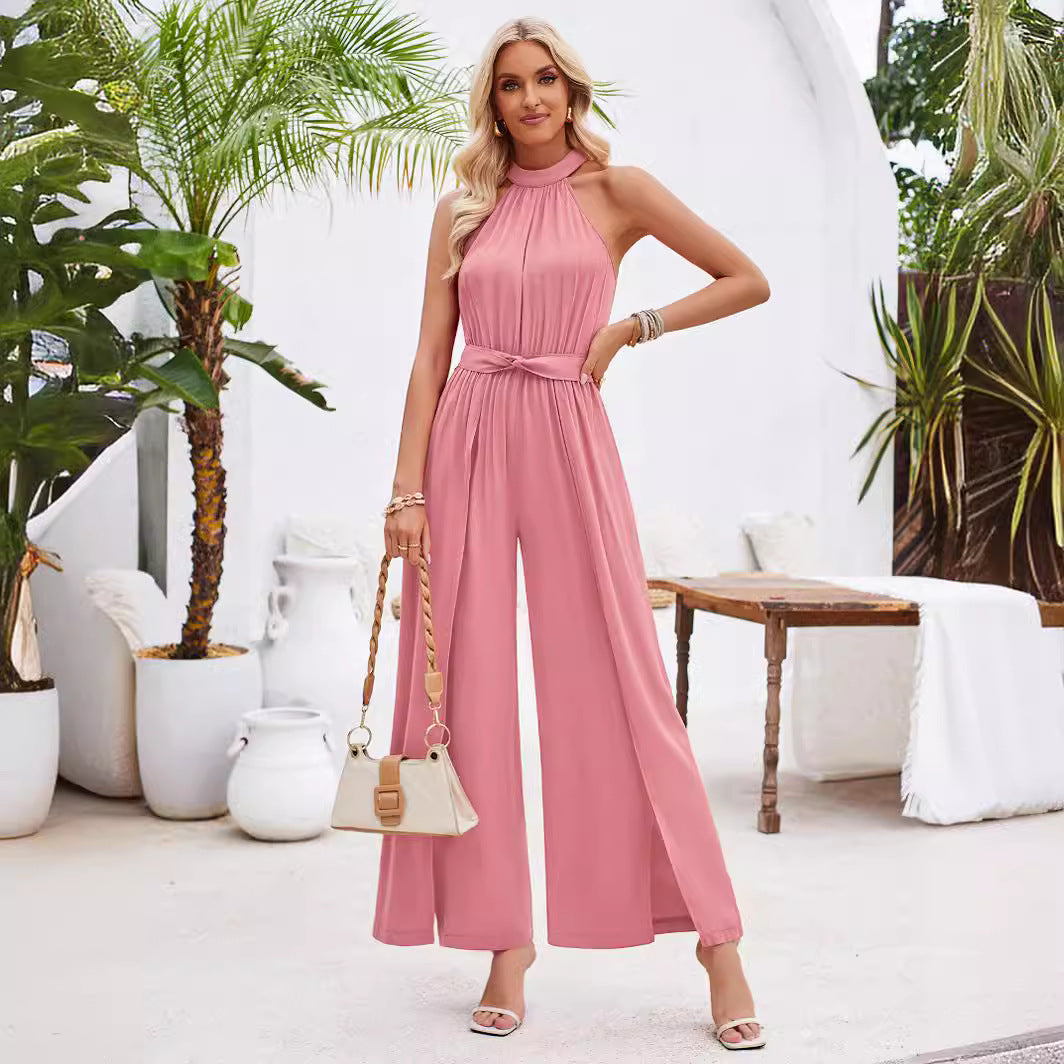 Women's Fashion Summer Fresh Style Pure Color Jumpsuits