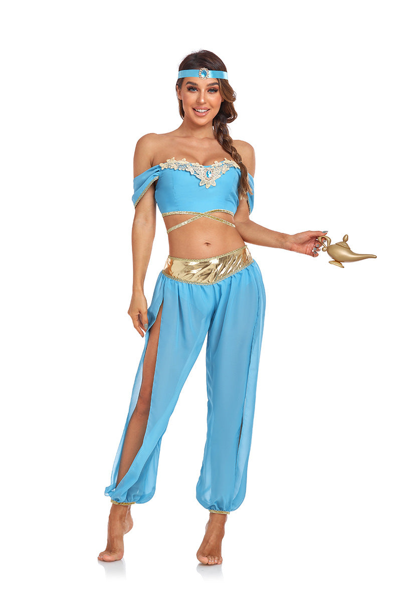 Liberty Arab Goddess Outfit Split Belly Dance Costumes