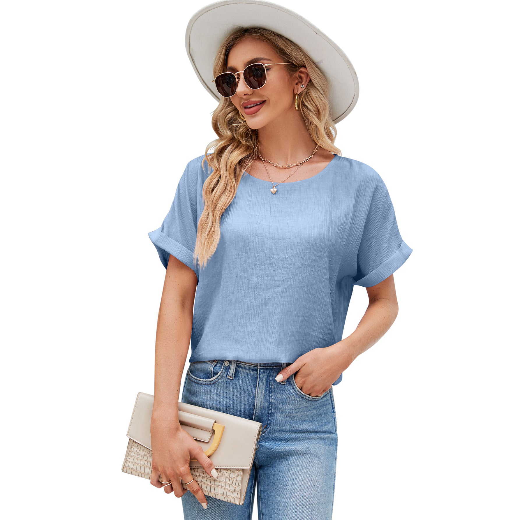 Women's Linen Shirt Sleeve Loose Solid Color Blouses