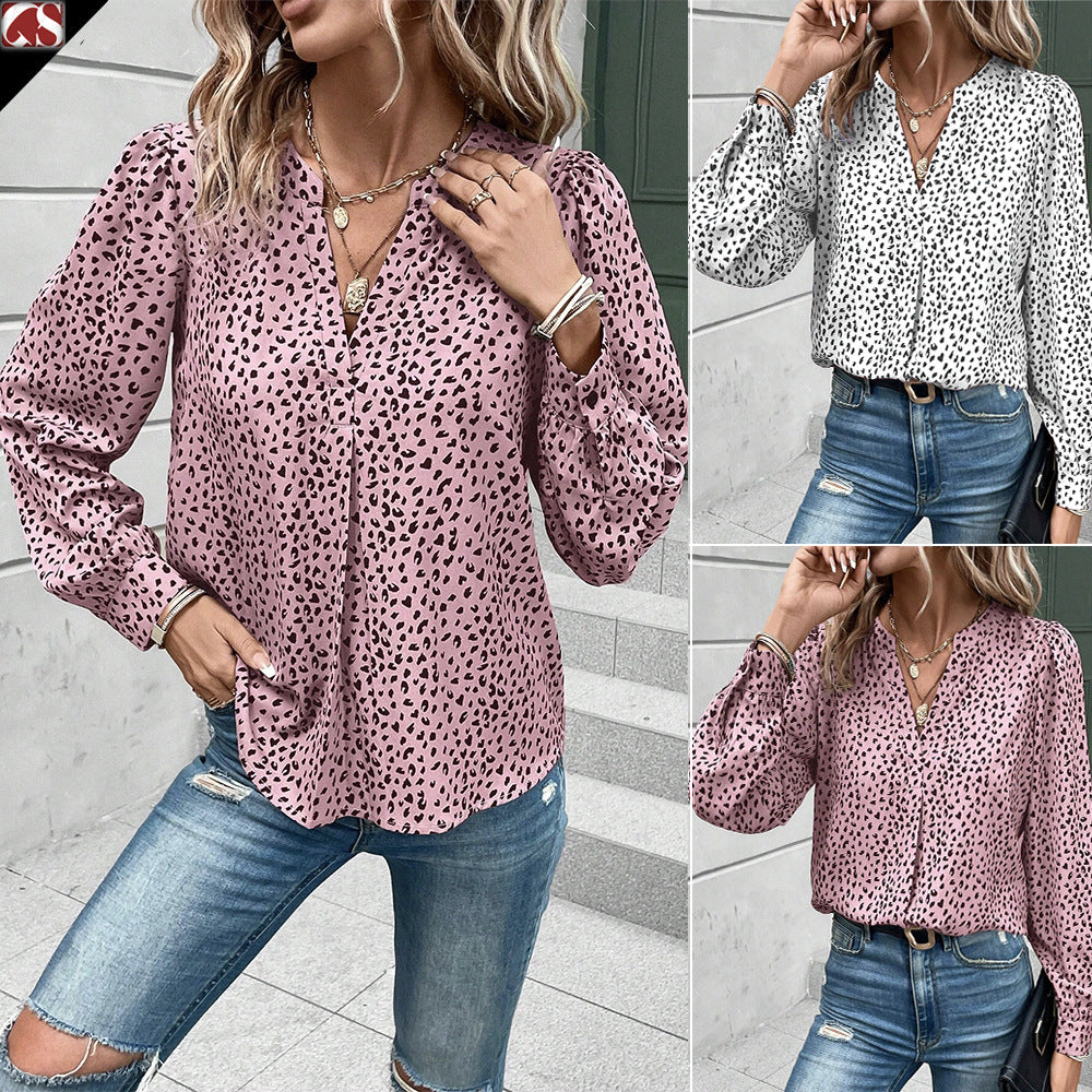 Women's Pullover Shirt Printed Long-sleeved Commuter Blouses