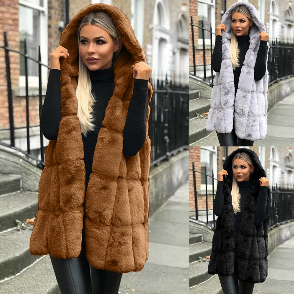 Women's Popular Imitation Fur Hooded Hot Coats